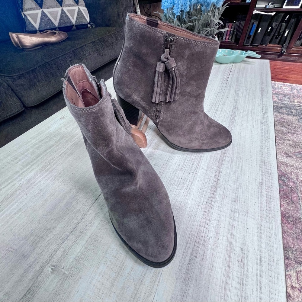 Vionic Madeline Weather Resistant Booties Suede Leather Tassel Taupe Women’s 9.5 - Picture 5 of 11